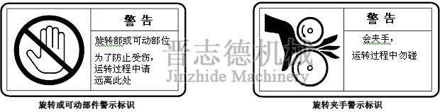 三合一送料機旋轉(zhuǎn)警示標(biāo)識