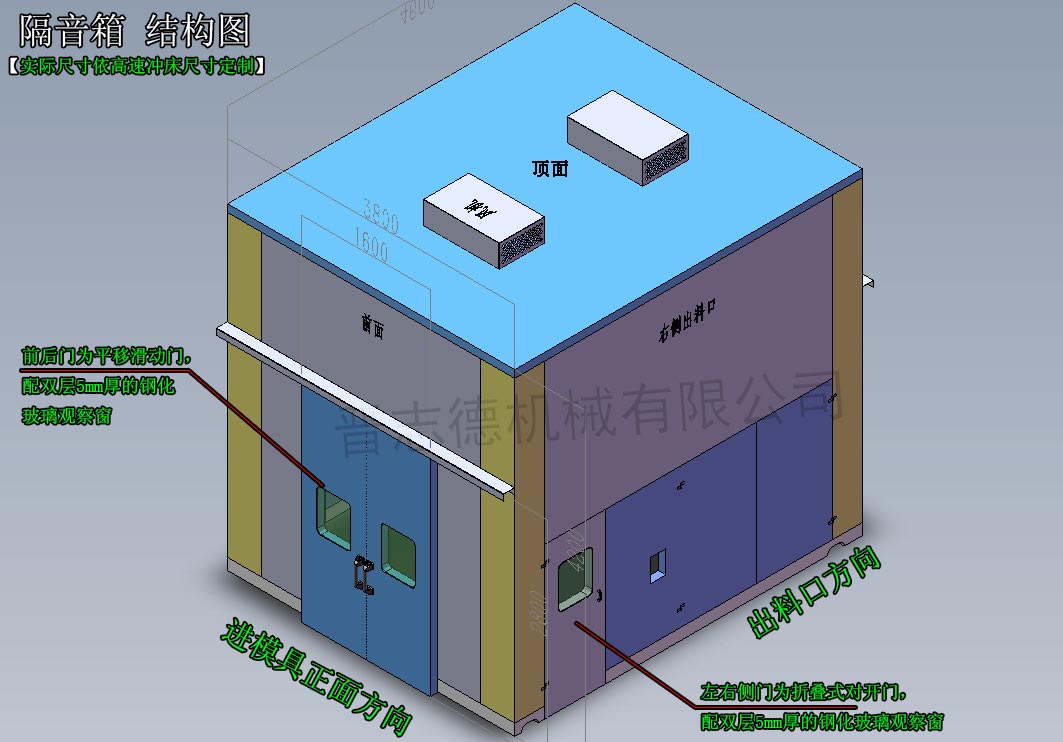 高速?zèng)_床隔音箱3D結(jié)構(gòu)圖